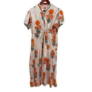 Victoria Dunn White and Orange Floral Maxi Dress